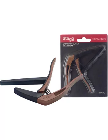  STAGG SCPX-FL DKWOOD Cejilla plana tipo gatillo para guitarra clásica|MusicGoodDeal 