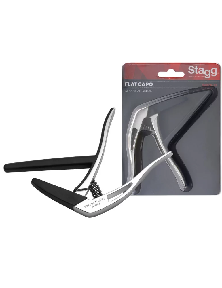  STAGG SCPX-FL CR Cejilla plana, tipo "gatillo", para guitarra clásica|MusicGoodDeal 