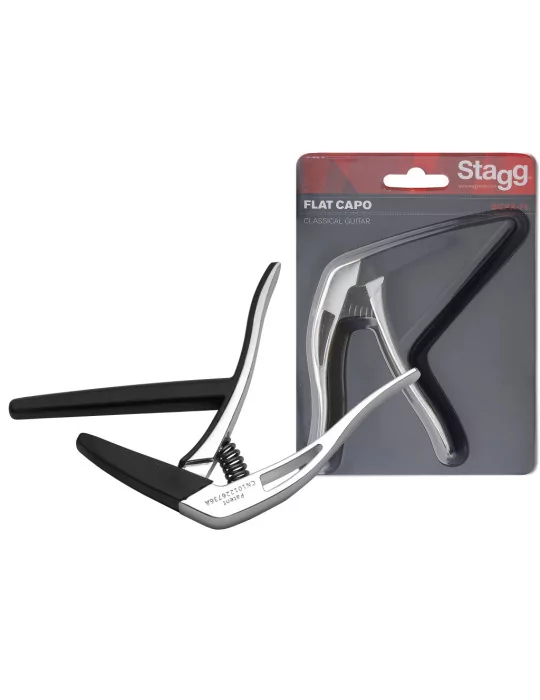  STAGG SCPX-FL CR Cejilla plana, tipo "gatillo", para guitarra clásica|MusicGoodDeal 