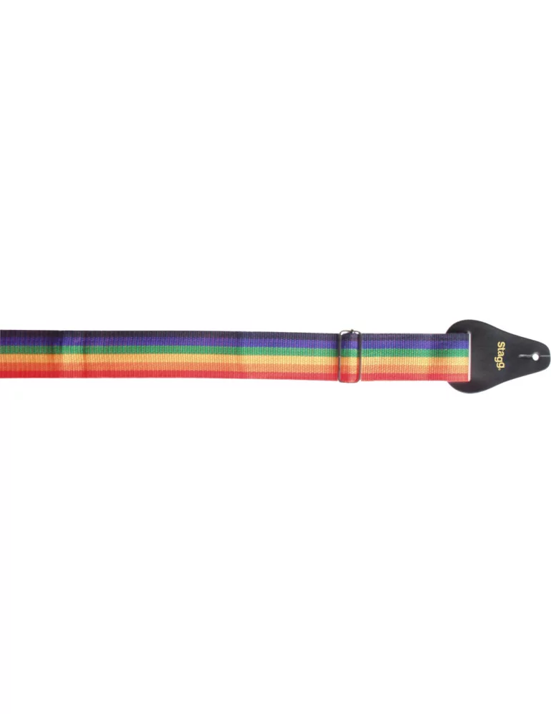  STAGG BJA018 Correa de guitarra, 5 cm de nailon con los colores del arcoíris|MusicGoodDeal 
