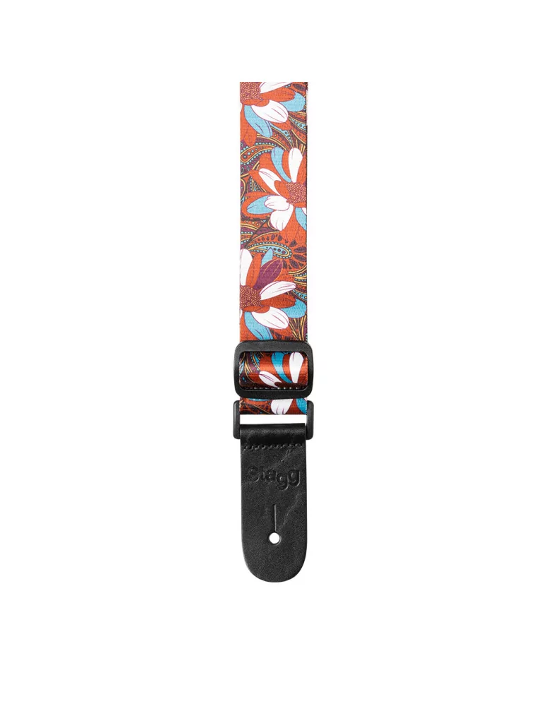  STAGG STE UKEFLOW BRW Correa de terileno para ukelele, estampado floral marrón / azul|MusicGoodDeal 