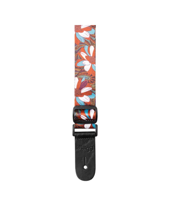  STAGG STE UKEFLOW BRW Correa de terileno para ukelele, estampado floral marrón / azul|MusicGoodDeal 