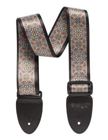  STAGG STE MANDALA BLU Terylene guitar strap with Mandala pattern|MusicGoodDeal 