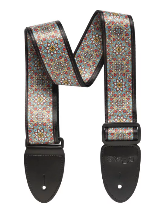  STAGG STE MANDALA BLU Terylene guitar strap with Mandala pattern|MusicGoodDeal 