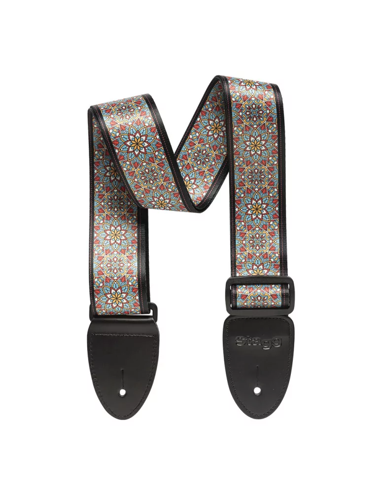  STAGG STE MANDALA BLU Terylene guitar strap with Mandala pattern|MusicGoodDeal 