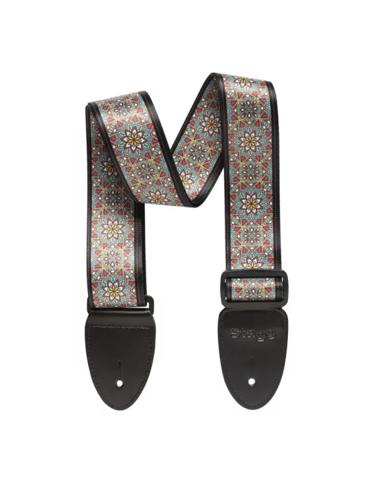  STAGG STE MANDALA BLU Terylene guitar strap with Mandala pattern|MusicGoodDeal 