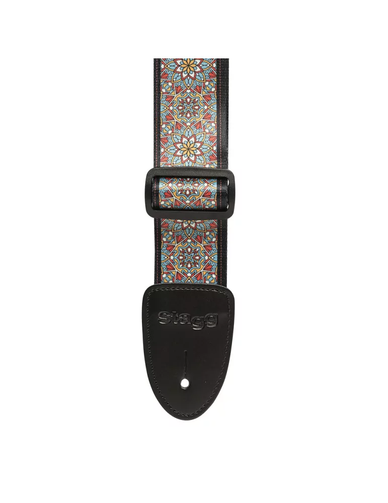  STAGG STE MANDALA BLU Terylene guitar strap with Mandala pattern|MusicGoodDeal 