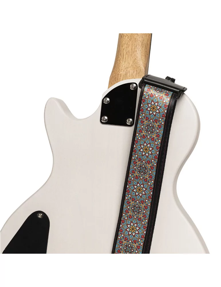 STAGG STE MANDALA BLU Terylene guitar strap with Mandala pattern|MusicGoodDeal 