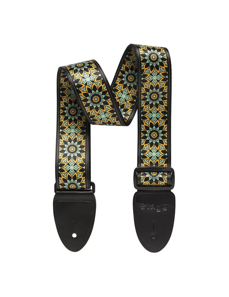  STAGG STE MANDALA GR Terylene guitar strap with Mandala pattern|MusicGoodDeal 