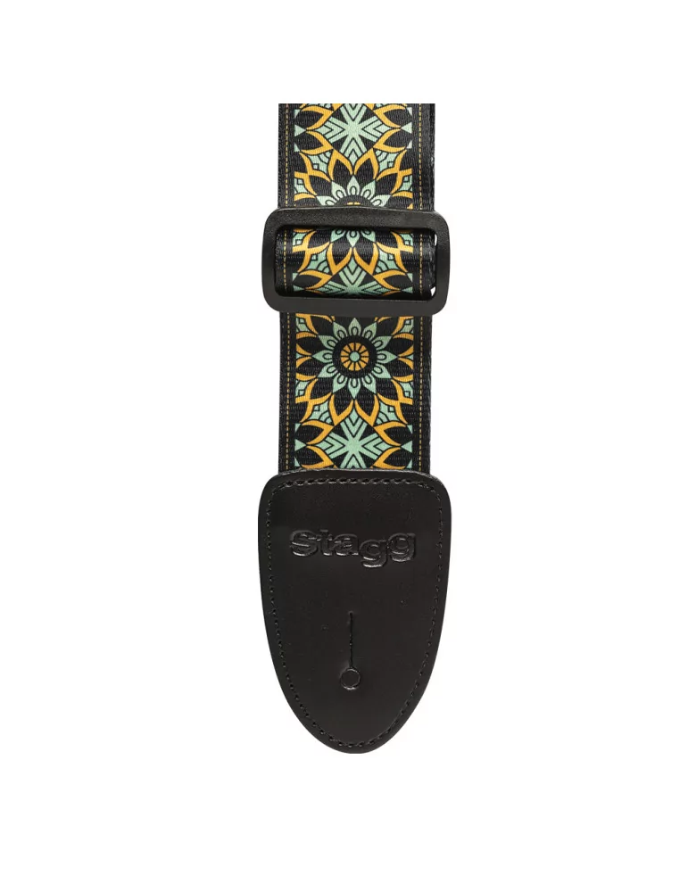  STAGG STE MANDALA GR Terylene guitar strap with Mandala pattern|MusicGoodDeal 