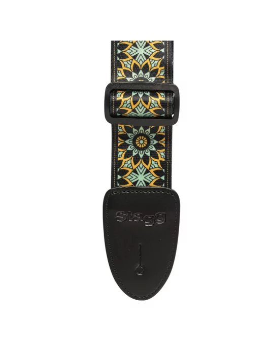  STAGG STE MANDALA GR Terylene guitar strap with Mandala pattern|MusicGoodDeal 