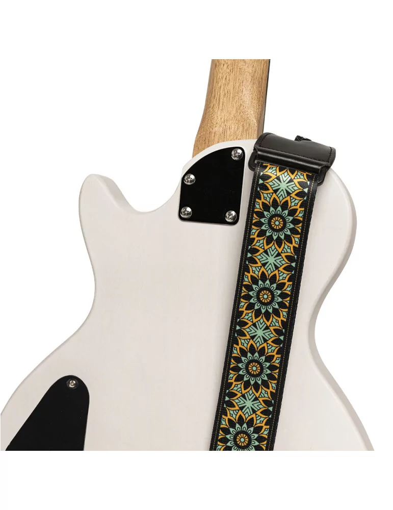  STAGG STE MANDALA GR Terylene guitar strap with Mandala pattern|MusicGoodDeal 