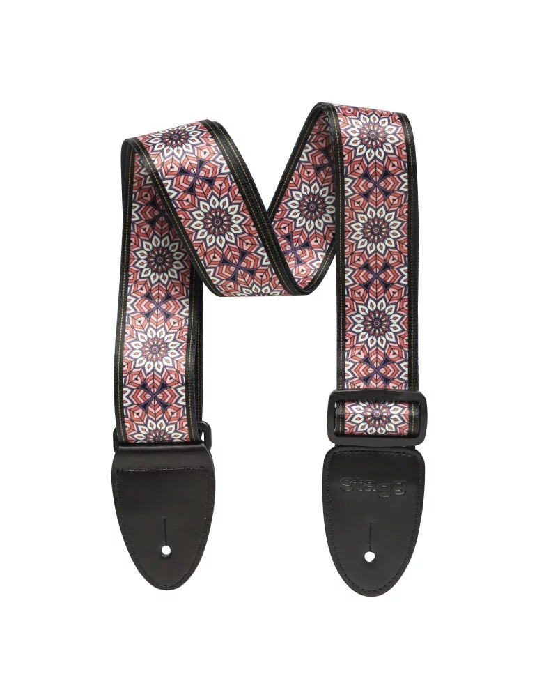  STAGG STE MANDALA PK Terylene guitar strap with Mandala pattern|MusicGoodDeal 