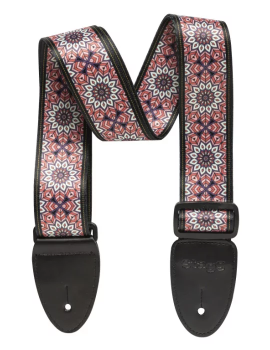  STAGG STE MANDALA PK Terylene guitar strap with Mandala pattern|MusicGoodDeal 