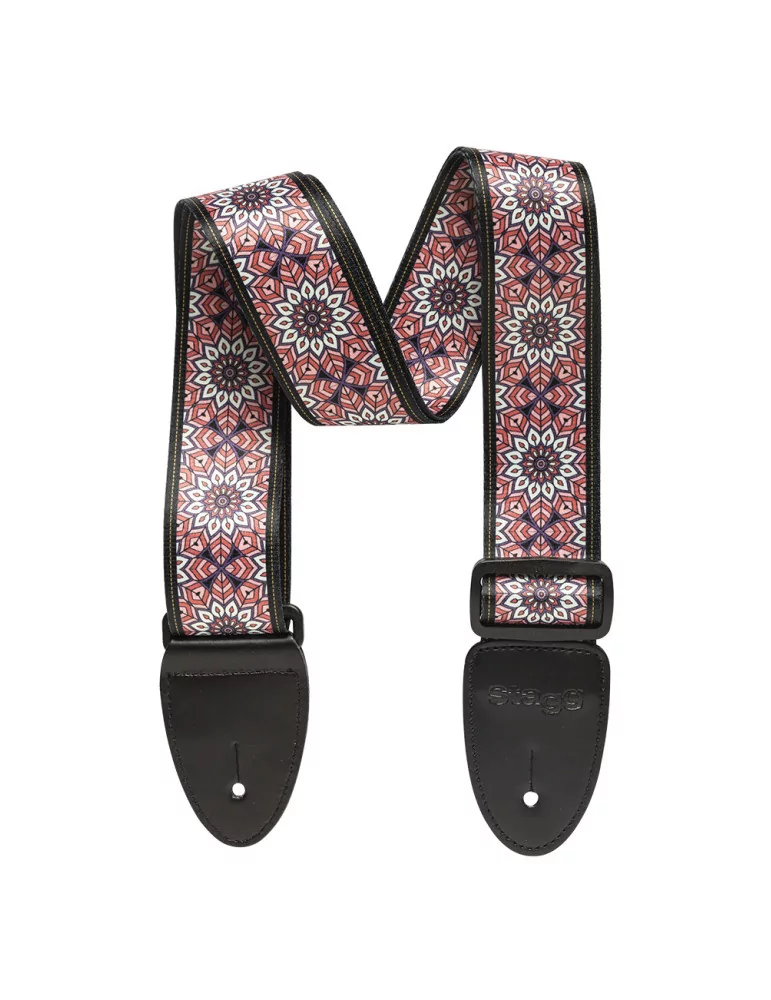  STAGG STE MANDALA PK Terylene guitar strap with Mandala pattern|MusicGoodDeal 