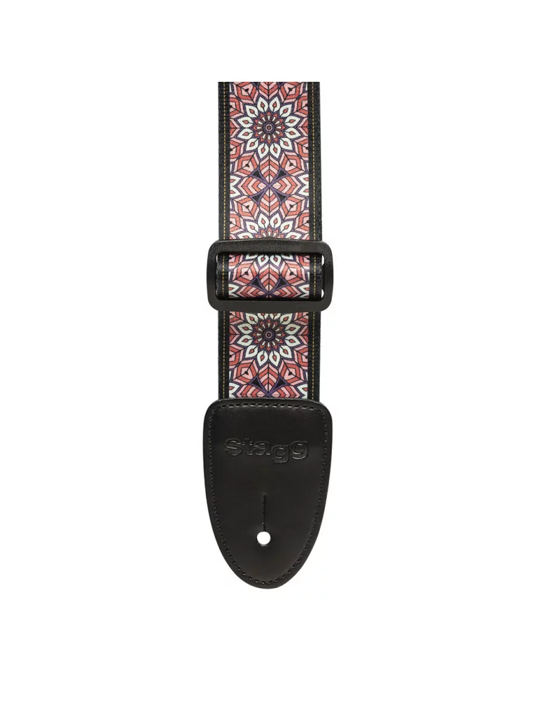  STAGG STE MANDALA PK Terylene guitar strap with Mandala pattern|MusicGoodDeal 