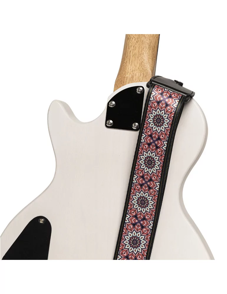  STAGG STE MANDALA PK Terylene guitar strap with Mandala pattern|MusicGoodDeal 