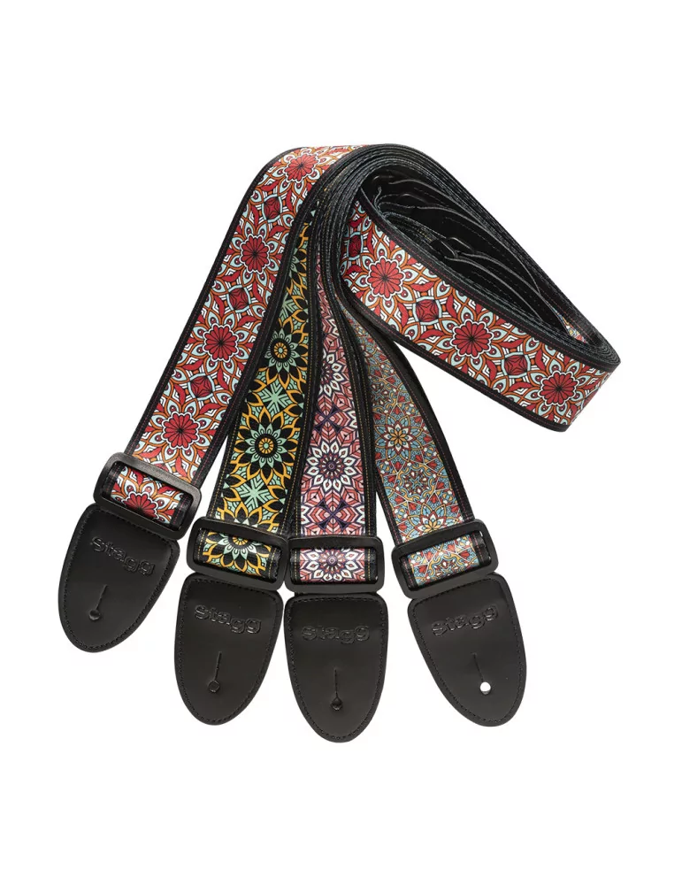  STAGG STE MANDALA PK Terylene guitar strap with Mandala pattern|MusicGoodDeal 
