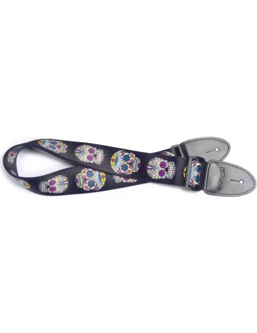 STAGG STE MEX SK 1 Terylene guitar strap with Mexican skull pattern