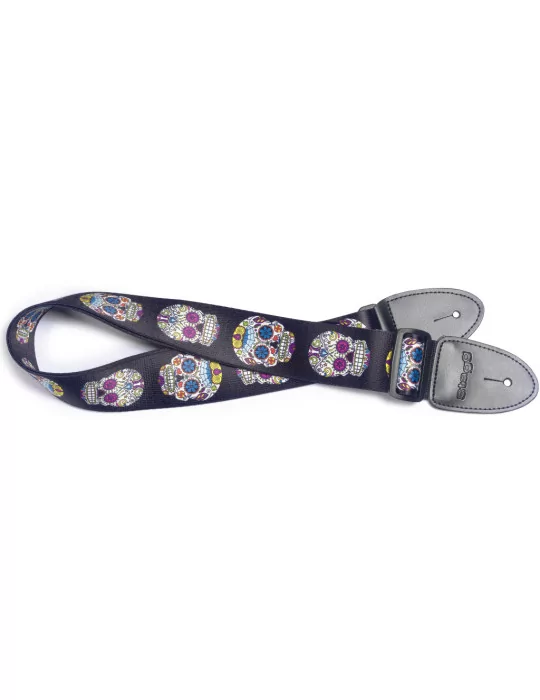  STAGG STE MEX SK 1 Terylene guitar strap with Mexican skull pattern|MusicGoodDeal 