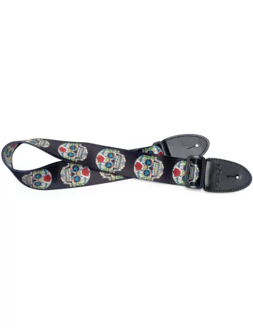  STAGG STE MEX SK 2 Gitarrengurt aus Terylene mit Mexican Skull 2 Motiv|MusicGoodDeal 