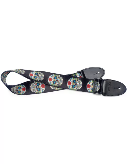  STAGG STE MEX SK 2 Terylene guitar strap with Mexican skull 2 pattern|MusicGoodDeal 