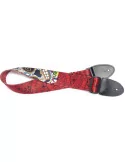  STAGG STE MEX SK RED Red terylene guitar strap with big Mexican skull pattern|MusicGoodDeal 