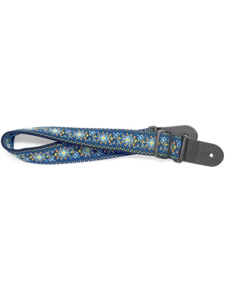  STAGG SWO COT JIM BLU Correa de nailon tejido con patrón Jimi azul, para guitarra|MusicGoodDeal 