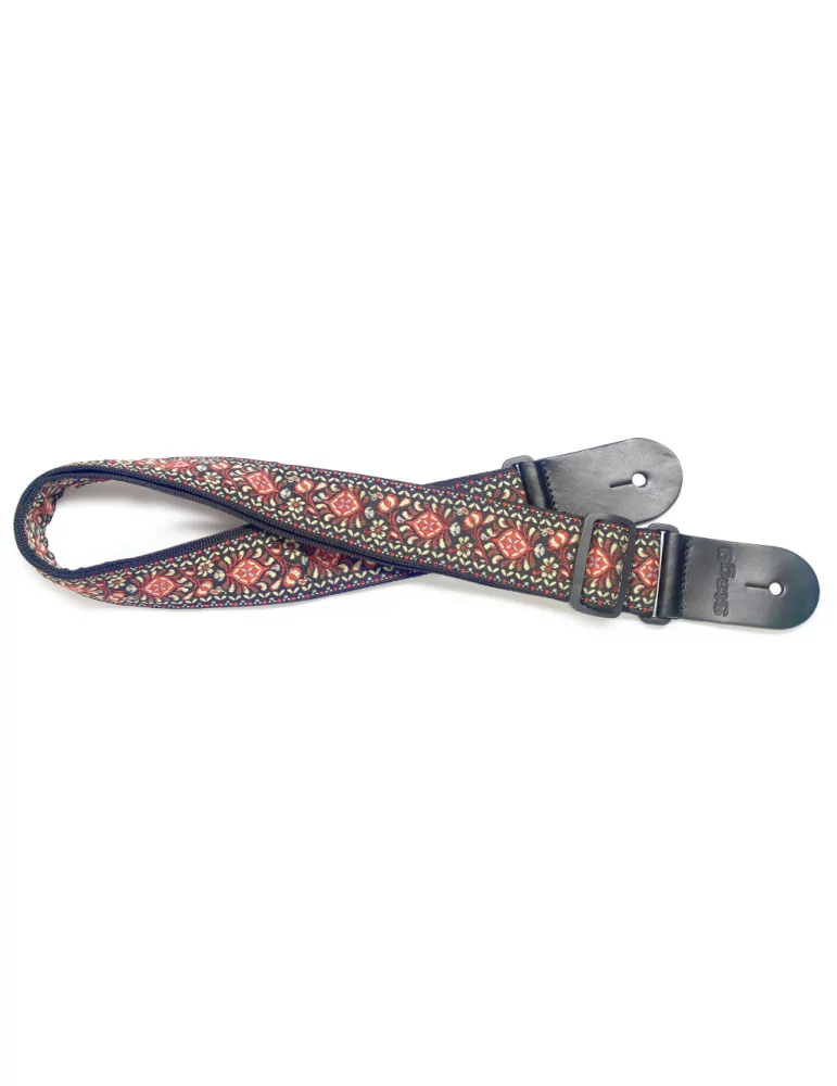  STAGG SWO COT JIM BRW Woven nylon guitar strap with brown Jimi pattern|MusicGoodDeal 
