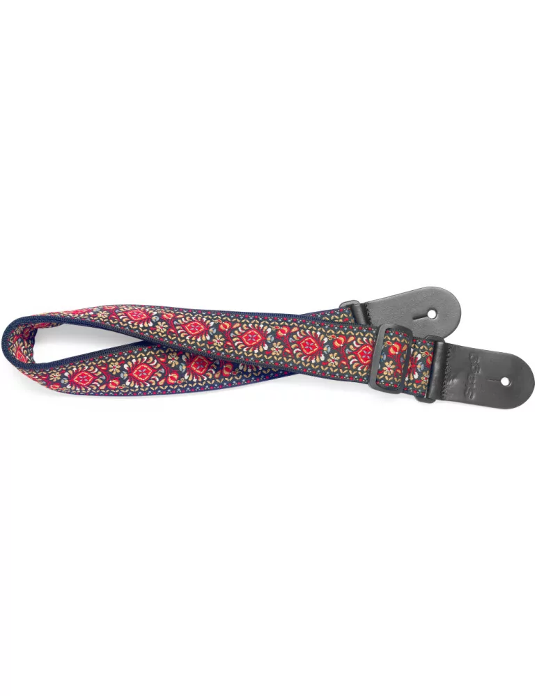  STAGG SWO COT JIM RED Woven nylon guitar strap with red Jimi pattern|MusicGoodDeal 
