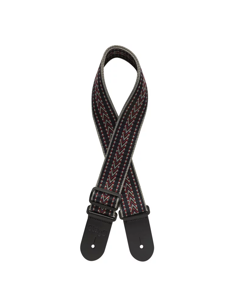  STAGG SWO COT RAF BLU Woven cotton guitar strap with rafter pattern|MusicGoodDeal 