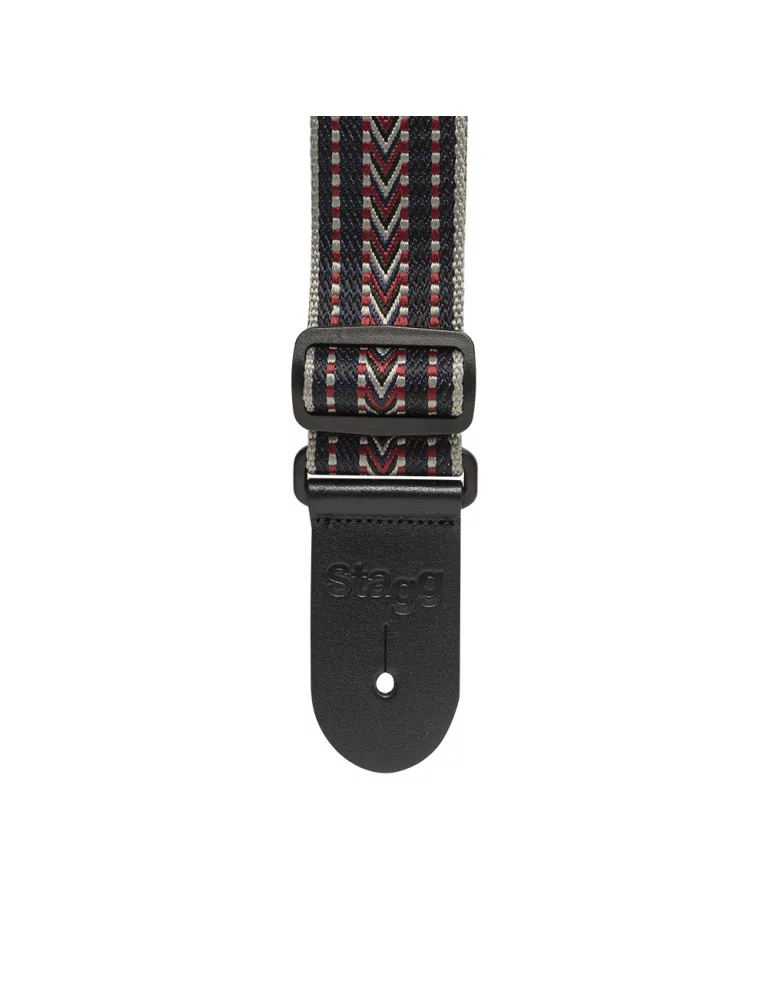  STAGG SWO COT RAF BLU Woven cotton guitar strap with rafter pattern|MusicGoodDeal 