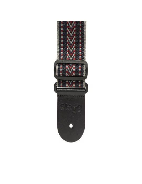  STAGG SWO COT RAF BLU Woven cotton guitar strap with rafter pattern|MusicGoodDeal 