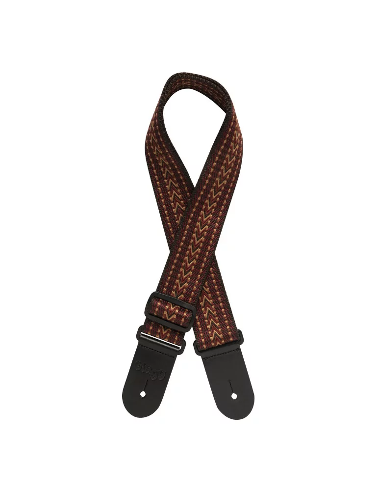  STAGG SWO COT RAF RED Woven cotton guitar strap with rafter pattern|MusicGoodDeal 