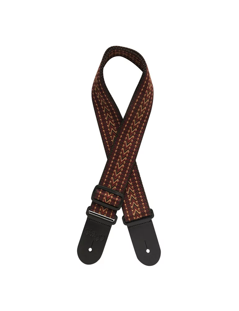  STAGG SWO COT RAF RED Woven cotton guitar strap with rafter pattern|MusicGoodDeal 
