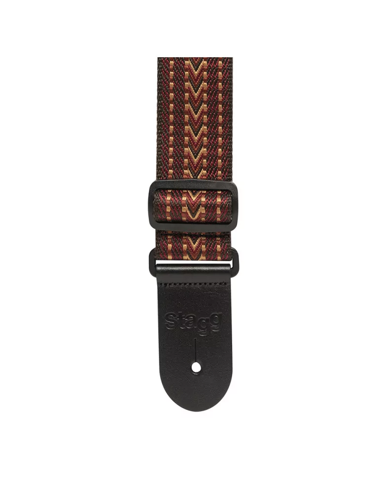  STAGG SWO COT RAF RED Woven cotton guitar strap with rafter pattern|MusicGoodDeal 