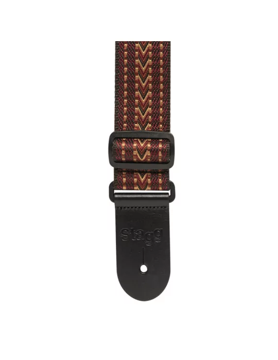  STAGG SWO COT RAF RED Woven cotton guitar strap with rafter pattern|MusicGoodDeal 