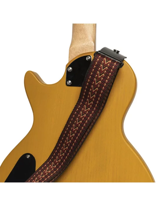  STAGG SWO COT RAF RED Woven cotton guitar strap with rafter pattern|MusicGoodDeal 