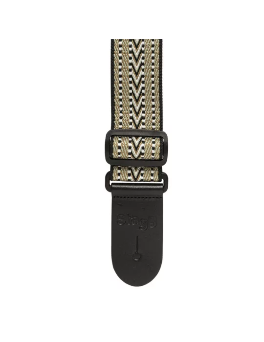 STAGG SWO COT RAF WH Woven cotton guitar strap with rafter pattern|MusicGoodDeal 