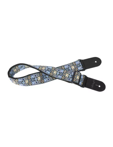  STAGG SWO HOOTMIX BLU Woven nylon guitar strap with blue Hootenanny Mix pattern|MusicGoodDeal 