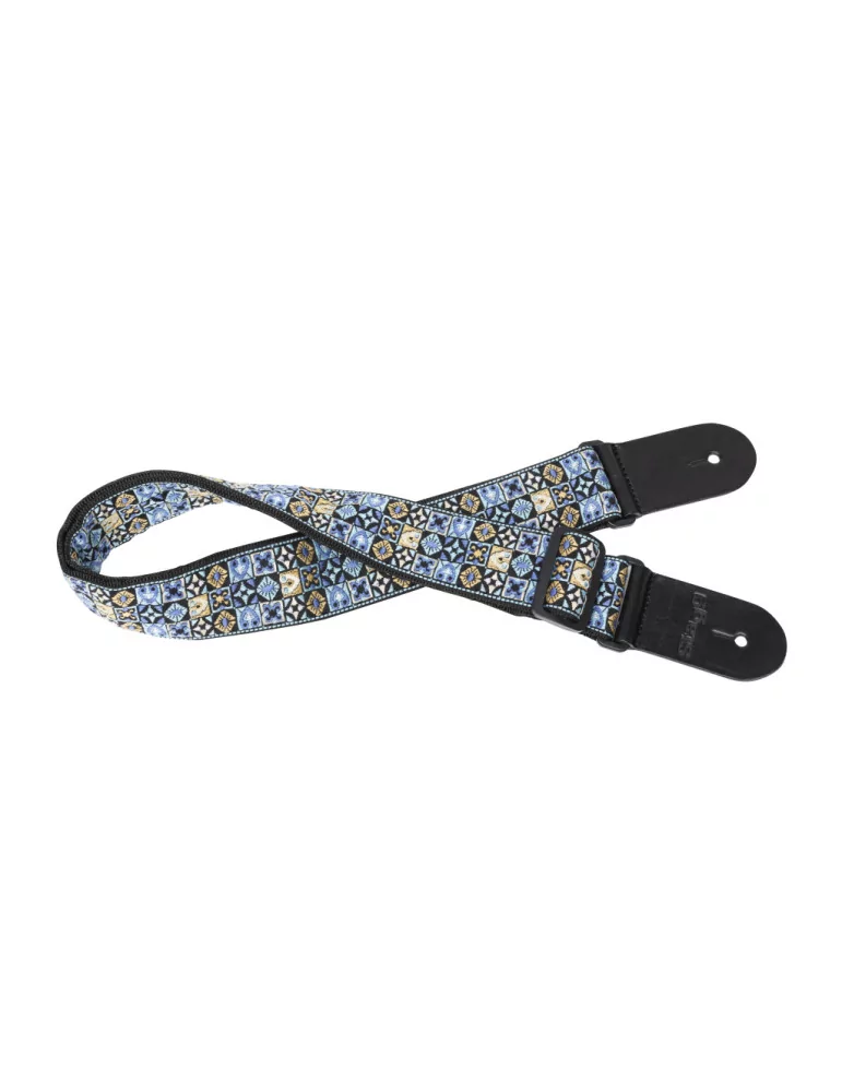  STAGG SWO HOOTMIX BLU Woven nylon guitar strap with blue Hootenanny Mix pattern|MusicGoodDeal 