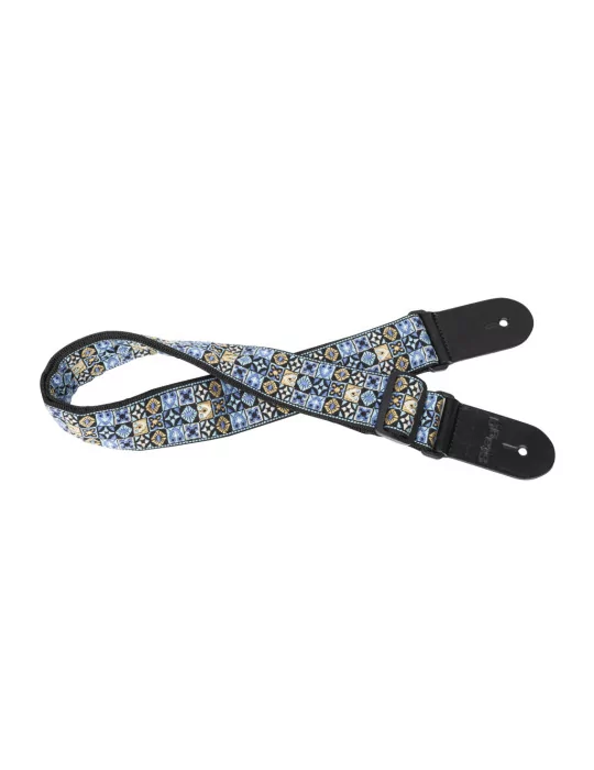  STAGG SWO HOOTMIX BLU Woven nylon guitar strap with blue Hootenanny Mix pattern|MusicGoodDeal 