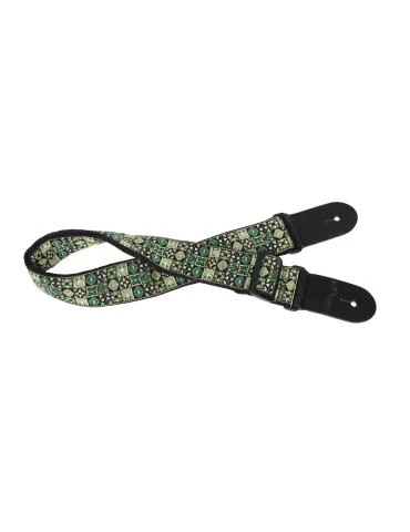  STAGG SWO HOOTMIX GRE Woven nylon guitar strap with green Hootenanny Mix pattern|MusicGoodDeal 