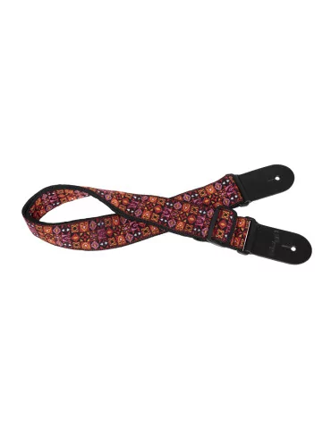  STAGG SWO HOOTMIX RED Woven nylon guitar strap with red Hootenanny Mix pattern|MusicGoodDeal 