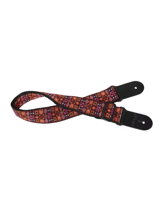  STAGG SWO HOOTMIX RED Correa de nailon tejido con patrón Hootenanny Mix rojo, para guitarra|MusicGoodDeal 