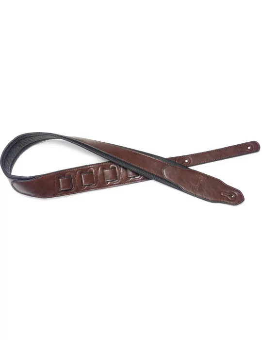  STAGG SPFL 40 BRW Brown padded leatherette guitar strap with a triangular end|MusicGoodDeal 