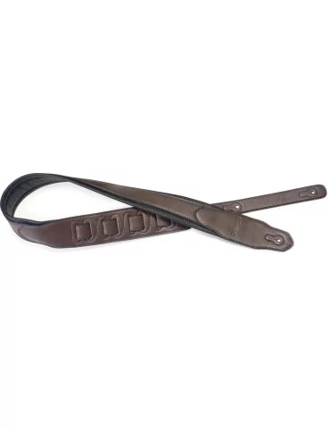  STAGG SPFL 40 DBRW Dark brown padded leatherette guitar strap with a triangular end|MusicGoodDeal 