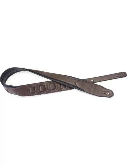  STAGG SPFL 40 DBRW Dark brown padded leatherette guitar strap with a triangular end|MusicGoodDeal 