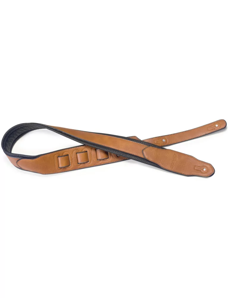  STAGG SPFL 40 HON Honey-coloured padded leatherette guitar strap with a triangular end|MusicGoodDeal 