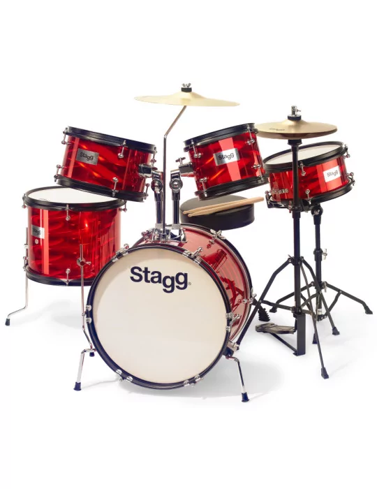  STAGG TIM JR 5/16B RD 5-piece junior drum set with hardware, 8" / 10" / 10" / 12" / 16"|MusicGoodDeal 